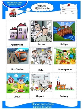 ingilizce Binalar flashcard-eğitici kart 